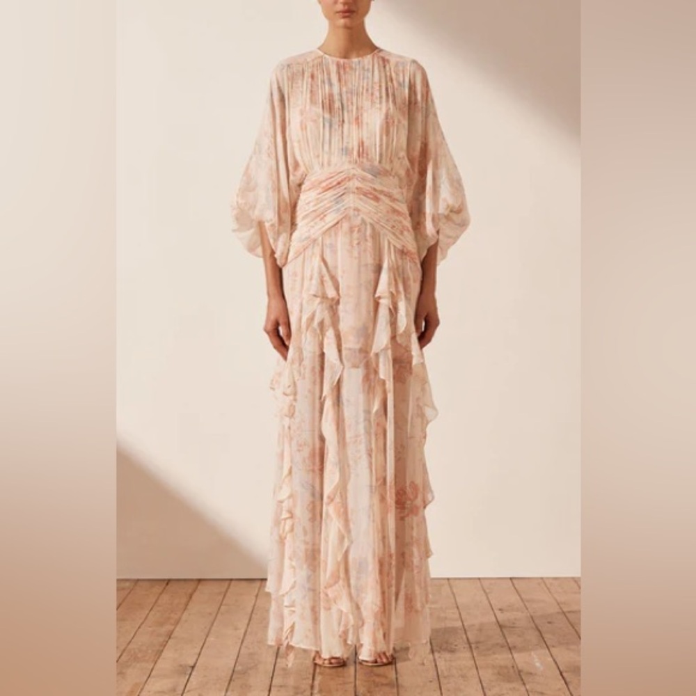 NWT FAYE ROUND NECK BALLOON SLEEVE MAXI DRESS